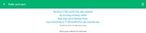 Moneyview Free Rs 100 Ola Coupon on sign up and refer & earn