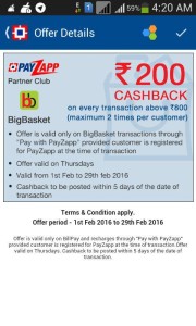 PAYZAPP BIGBASKET OFFER