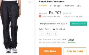 Snapdeal- Reebok Black Trackpant1