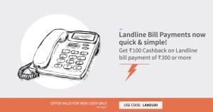 freecharge-100-cb-on-500-landline-bill-payment-new-users