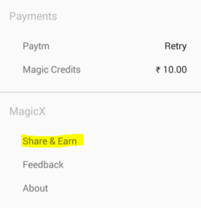 magicx app share and earn 10 credits