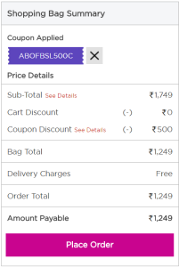 ABOF Rs 500 off on Rs 1499 or more worth shopping