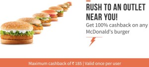 Freecharge- Get 100% Cashback on any McDonald's Burger