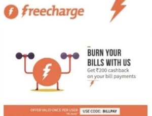 Freecharge- Get flat Rs 200 cashback on bill payment of Rs 400 (Account Specific)