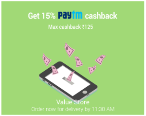 Grofers Get 15 cb via Paytm wallet