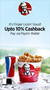 KFC Get 10 cashback when you pay via Paytm wallet