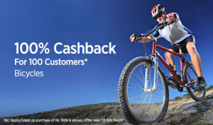 Paytm- Get Flat 100% Cashback on Bicycles for First 100 Customers