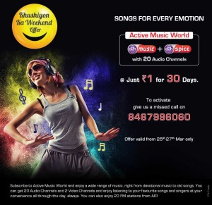 Videocon d2h- Get Active Music World TV Channel for 30 Days at just Rs.1 only