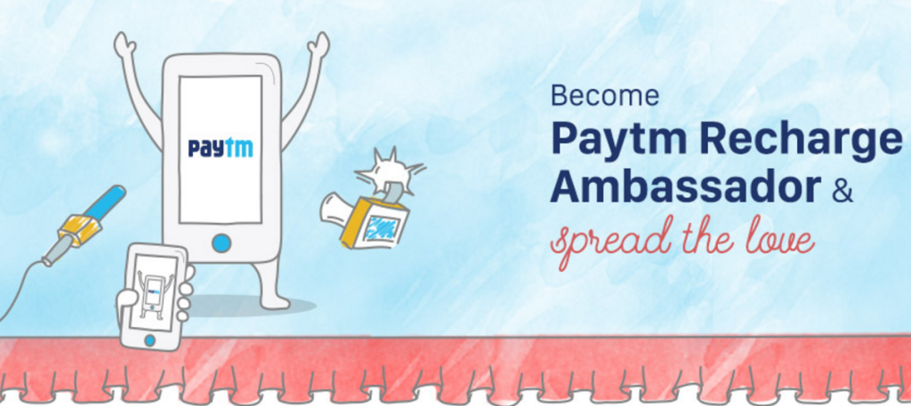 paytm recharge ambassador program get 3.5% cashback on recharges and bill payments