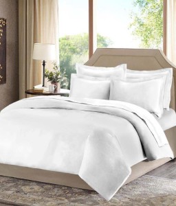 Bombay Dyeing White Plain Cotton Double Bedsheet With 2 Pillow Cover