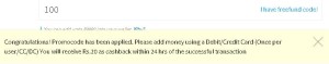 Freecharge _ Get Rs 20 ashback on Load of Rs 100