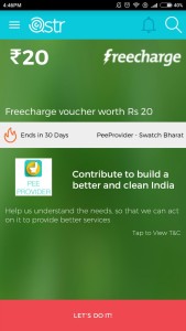 Qstr App- Download and Complete survey to get Rs 20 Freecharge freefund code