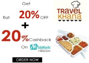 Travel Khana 20% off + 20% cashback