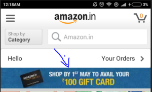 amazon shop for anything and get Rs 100 gift card