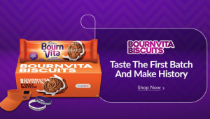 bourvita biscuits with free cap and wrist bands at just Rs 75