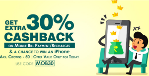 crownit app get 30 cashback on recharges and bill payments