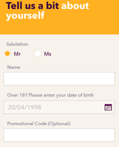 digibank sign up form