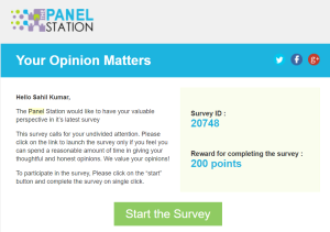 thepanelstation survey received on mail. complete and earn