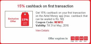 Airtel Money app- Get flat 15% cashback on Your First Transaction on Airtel Money App1