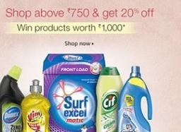 Amazon- Get 20% Extra Off on Purchasing of Rs 750 on Hindustan Unilever Products.