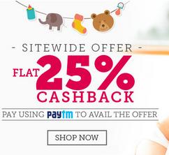 Babyoye- Get Flat 25% Cash back on Transaction via Paytm wallet (Max Rs 400)