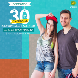 Crownit Get 30 cb on Pantaloons Vouchers