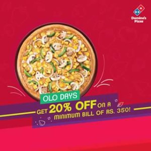 Dominos Get 20 off on Orders worth Rs 350 extra 20 cb