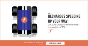 Freecharge Get 10 cb on recharge of rs 50