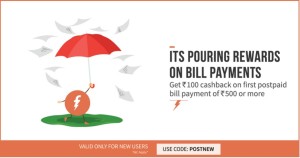 Freecharge Get 100 cb on bill payment of Rs 500 or more (new users)