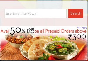 IRCTC E-Catering- Get Flat 50% Cashback on All Prepaid Orders of Rs 300 or Above