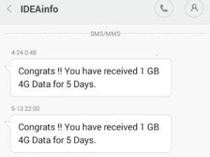 Idea- Get 1GB 4G data Absolutely Free for 5 Days9