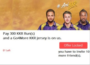 Kolkata Knight Riders Favcy- Refer your 10 friends and grab Go4More KKR Fan Jersey "Absolutely Free"