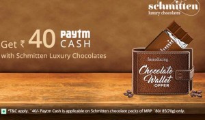 Paytm Schmitten Offer- Get upto Rs 40 Paytm Cash on each Pack of Schmitten Chocolate1