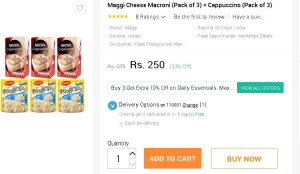 Snapdeal- Maggi Cheese Macroni (Pack of 3) + Cappuccino (Pack of 3)1