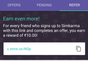 simkarma app refer and earn Rs 10 per friend