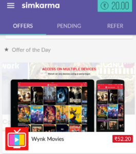 simkarma app wynk music offer Rs 52.20 free