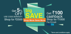 Bigbasket- Get flat 5% off + extra 10% cashback via Paytm wallet (All users)