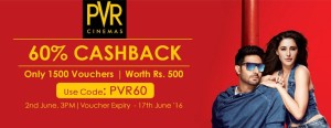 Crownit loot- Get flat 60% cashback on PVR Vouchers worth Rs 500