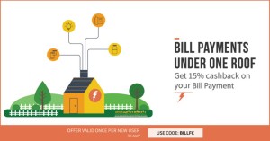 Freecharge- Get flat 15% cashback on Electricity, Gas, Landline, DTH & Postpaid Bill Payments (New Users)