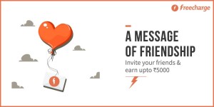 Freecharge- Get flat 75 cashback on 1st Recharge + refer and earn upto Rs 5000