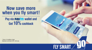 Go Air- Get flat 10% cashback on booking Flights tickets via Paytm wallet