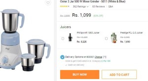 Snapdeal- Buy Oster 3 Jar 500 W Mixer Grinder