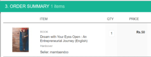 flipkart dream with your eyes open book proof for Rs 50