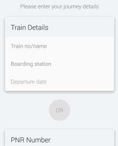 travelkhana enter train details or PNR Number