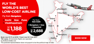 Air Asia- Book Domestic Flight tickets starting at Rs 1188 only