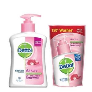 Amazon Dettol Liquid Pump Skincare - 215 ml with Free Dettol Liquid - 185 ml Pouch