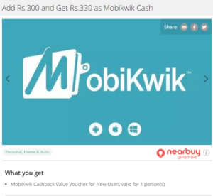 Nearbuy - Add Rs 300 and Get Rs 350 Mobikwik Cash For Rs.5 (New Users)