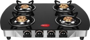 Snapdeal - Buy Pigeon Brass Black 4 Burner Glass Top at Rs 4,000 Only