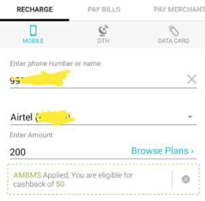 airtel money get 25 cashback on recharge or bill payment