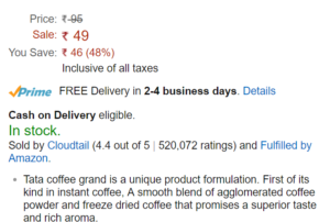 amazon tata coffee grand Rs 48 only